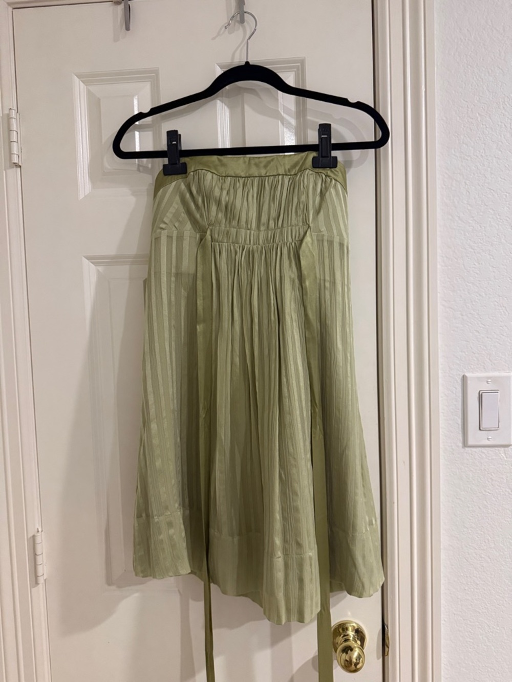 Light Green Pleated Gauzy Mini Dress